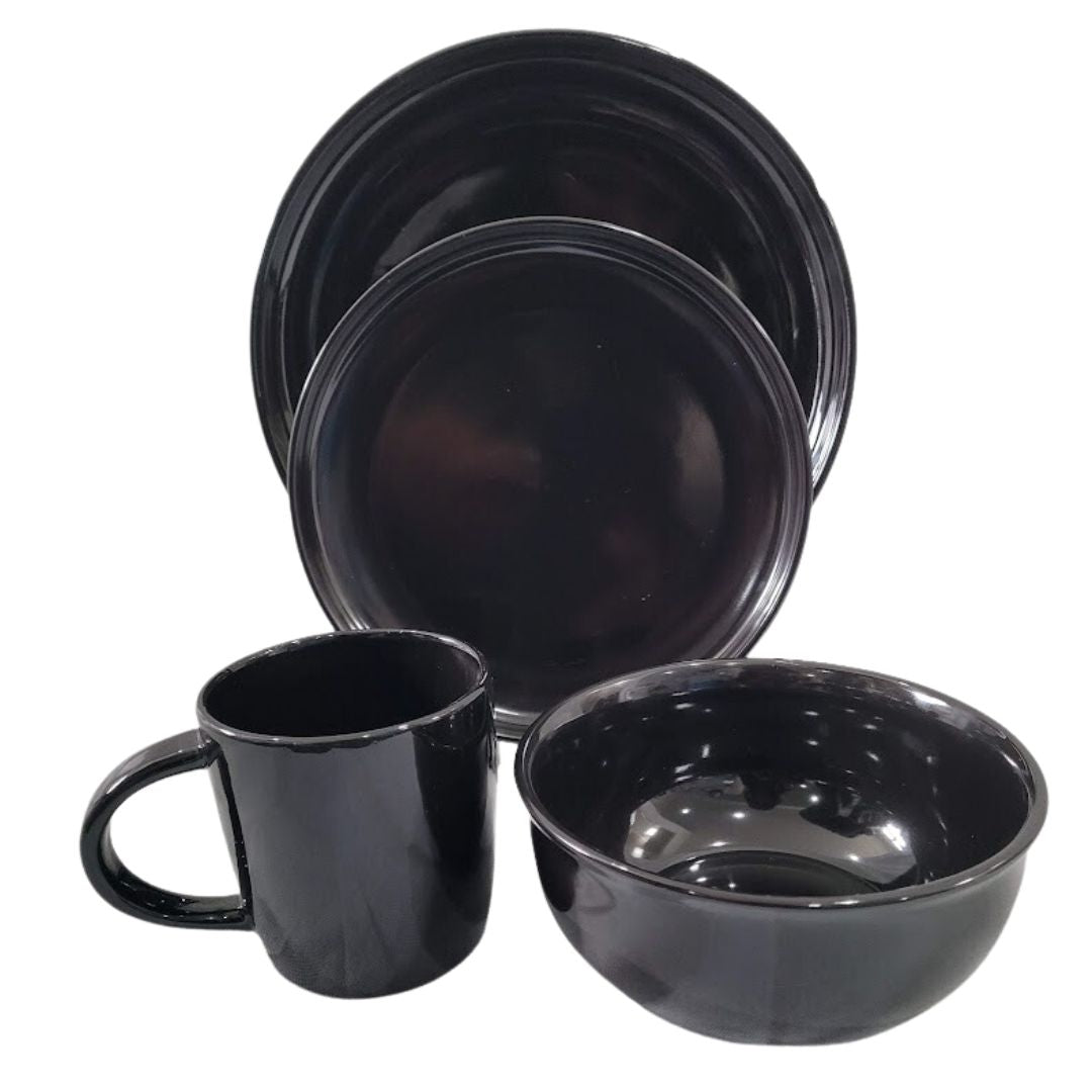 16pc Dinner Set Black