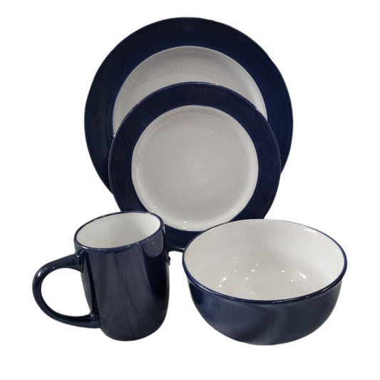 16pc Dinner Set Blue Andwhite