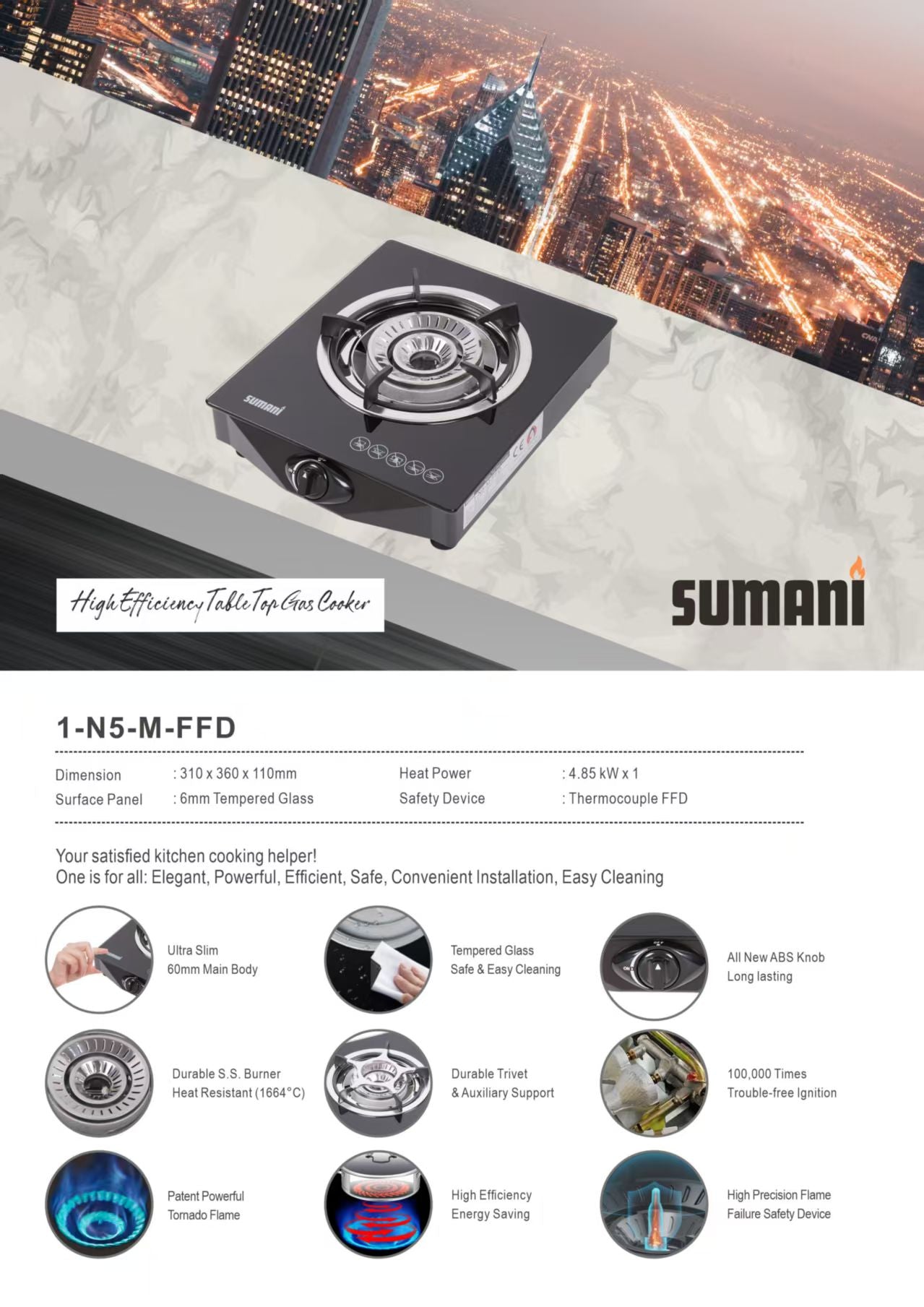 Sumani Single Glass Top Gas Stove