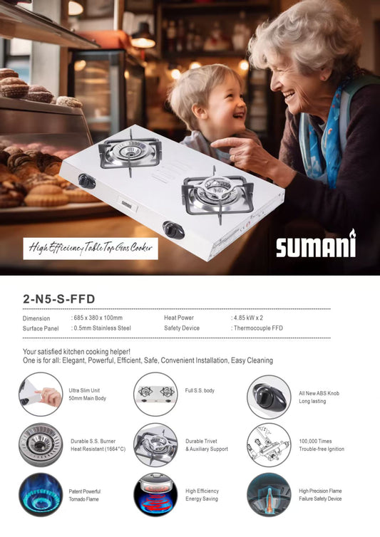 Sumani 2-Burner S/S Top Gas Stove