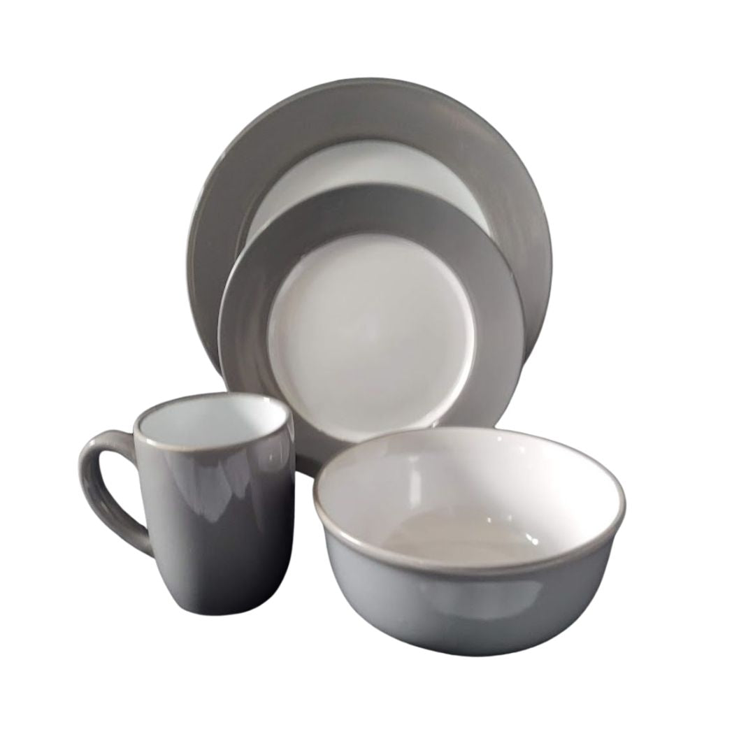 16pc Dinner Set Grey And White