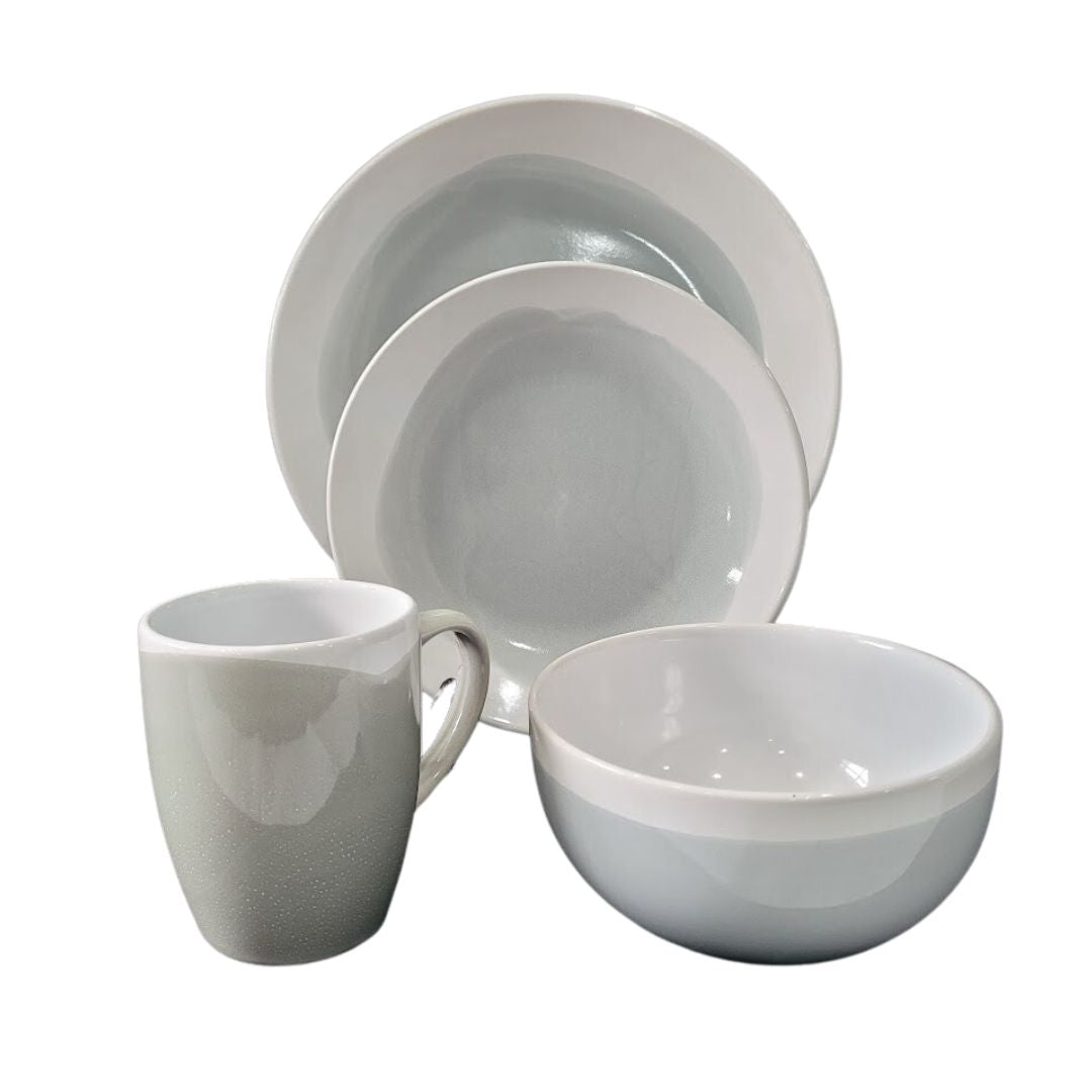 16pc Dinner Set White And Grey